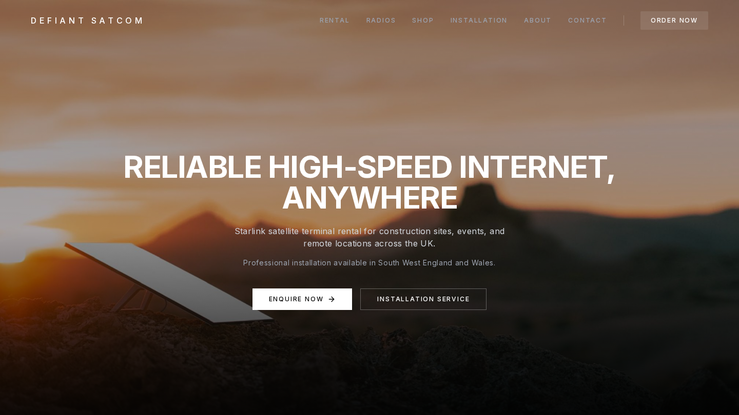 Defiant Satcom website screenshot